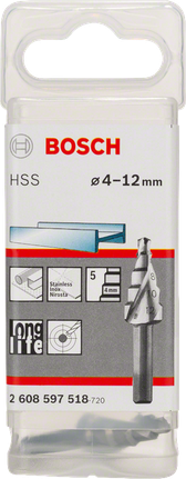 Ступенчатое сверло Bosch HSS 4–12 мм.