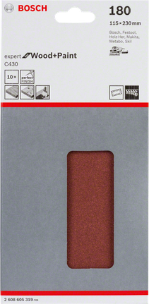 Шлифовальные листы Bosch C430 115×230 мм, упаковка 10 шт.