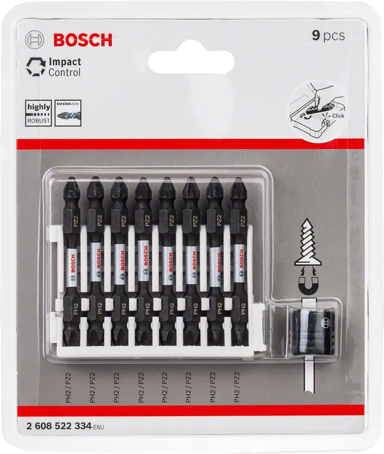 Набор бит для отвертки Bosch Impact Control, 9 предметов.
