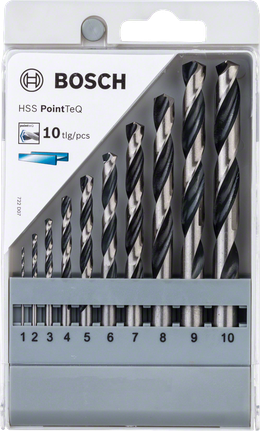 Набор из 10 сверл Bosch HSS Twist Drill Bit PointTeQ, диаметр 1-10 мм.