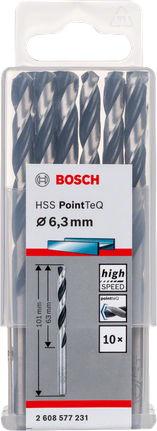 Набор сверл Bosch HSS PointTeQ диаметром 6,3 мм.