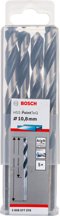 Набор сверл Bosch HSS Twist Drill Bit PointTeQ 10.8mm.