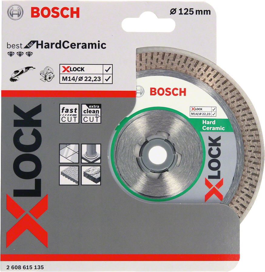 Алмазный отрезной диск Bosch X-LOCK 125×22,23×1,4×10 мм.