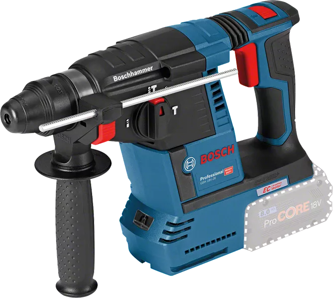 Перфоратор Bosch GBH 18V-26 с боковой рукояткой.