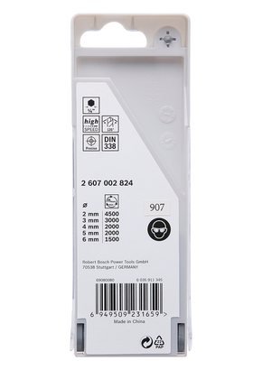 Набор из 5 шестигранных сверл Bosch HSS PointTeQ 2–6 мм.