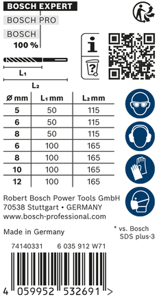 Набор перфораторных свёрл Bosch EXPERT SDS plus-7X 5–12 мм.
