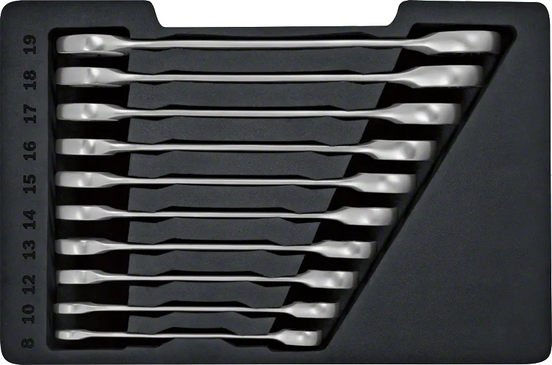 Набор гаечных ключей с трещоткой Bosch , 10 шт., в лотке.