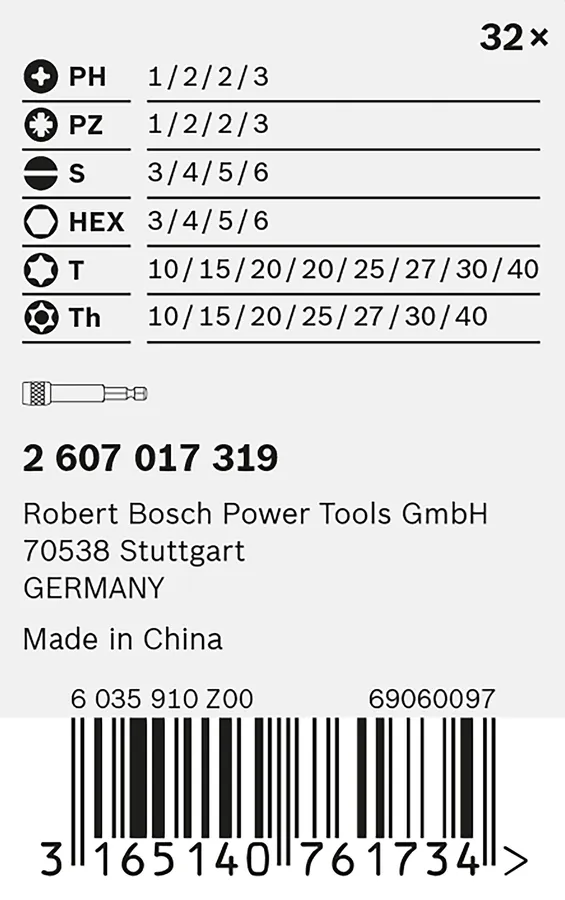 Набор отверток Bosch из 32 предметов.