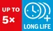 Длительный срок службы до 5 раз.