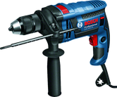 Ударная дрель Bosch GSB 1600 RE с сетевым питанием и боковой рукояткой.