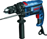 Ударная дрель Bosch GSB 1600 RE с сетевым питанием и боковой рукояткой.