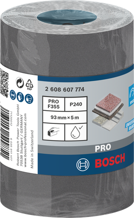 Шлифовальный валик Bosch PRO C355, 93 мм x 5 м, зернистость 240.
