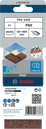 Шлифовальная лента Bosch PRO X440 60x400 мм G60, комплект.