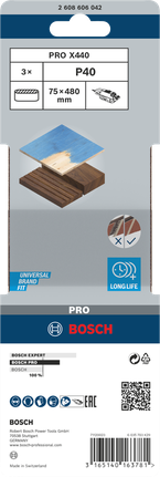 Шлифовальная лента Bosch PRO X440 75 x 480 мм, комплект G40.