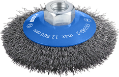 Щетка Bosch PRO Metal clean Bevel Brush 100 мм с обжатой проволокой.