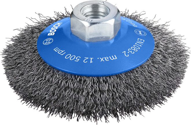 Щетка Bosch PRO Metal clean Bevel Brush 100 мм с обжатой проволокой.