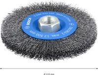 Проволочная щетка Bosch PRO Metal clean диаметром 115 мм для очистки металла.