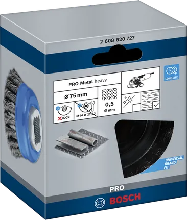 Металлическая щетка Bosch PRO Heavy X-Lock Cup Brush 75 мм для угловых шлифовальных машин.