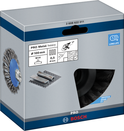 Щетка Bosch PRO Metal heavy Bevel Brush 100 x 0.5 мм для металла.
