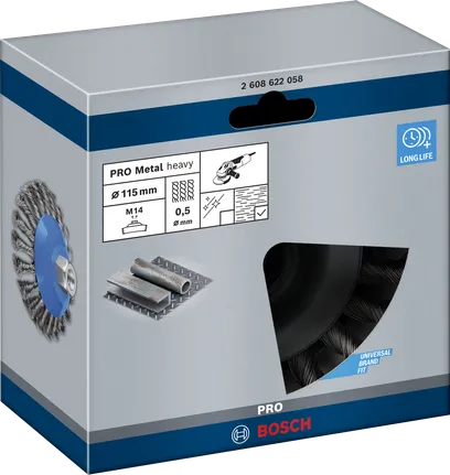 Щетка Bosch PRO Metal с усиленной фаской, 115 мм, для металла.