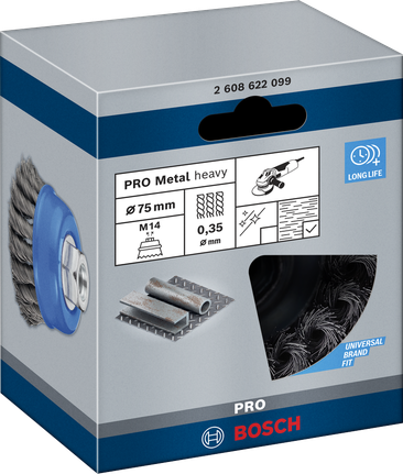Металлическая щетка Bosch PRO Heavy Cup Brush 75 мм для угловых шлифовальных машин.