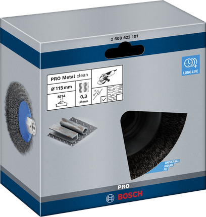 Щетка Bosch PRO Metal clean Bevel Brush 115 мм для очистки металлических поверхностей.