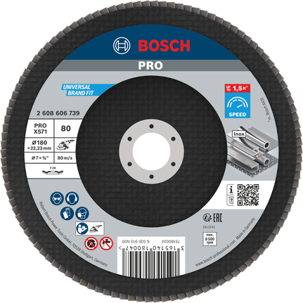 Шлифовальный диск Bosch PRO X571 180 мм G80 для металла.