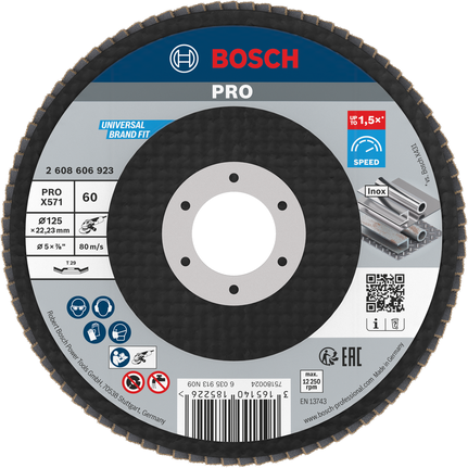 Лепестковый диск Bosch PRO X571 для металла и нержавеющей стали.