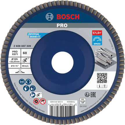 Шлифовальный диск Bosch PRO X571 125 мм G60 для металла.