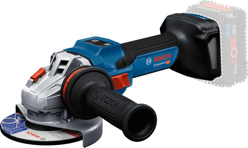 Аккумуляторная угловая шлифовальная машина Bosch GWS 18V-15 S, аккумулятор ProCORE 8 Ач.