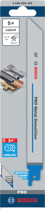 Биметаллические пильные полотна Bosch PRO Metal Demolition S1025VF, комплект из 5 штук.