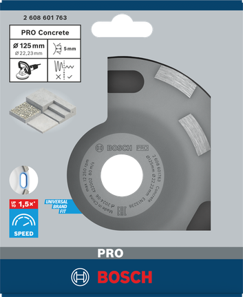 Шлифовальная головка Bosch PRO для бетона диаметром 125 мм для быстрого удаления бетона.