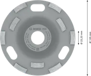 Шлифовальная головка Bosch PRO для бетона, 125 мм, предназначена для шлифовки бетона.