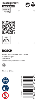 Упаковка бура для древесины Bosch PRO размером 25 x 170 x 235 мм.