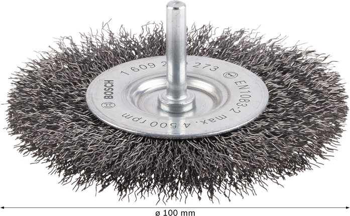 Проволочная щетка Bosch PRO Metal для очистки металла, прямой хвостовик, 100 мм.