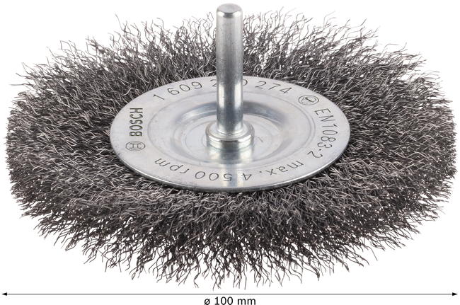 Проволочная щетка Bosch PRO Metal для очистки металла, прямой хвостовик, 100 мм.