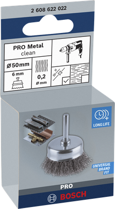 Щетка Bosch PRO Metal clean Cup Brush 50 мм для чистки металлических поверхностей.