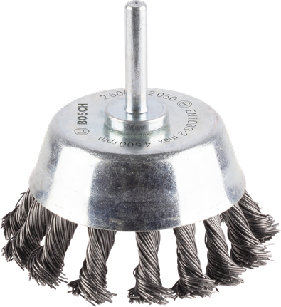 Металлическая щетка Bosch PRO с прямой ручкой и чашеобразным стержнем.
