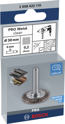 Проволочная щетка Bosch PRO Metal с прямым хвостовиком 30 мм.