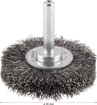 Проволочная щетка Bosch PRO Metal clean диаметром 50 мм с прямым хвостовиком.