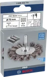 Колесная щетка Bosch PRO Metal из толстой проволоки, 75 мм, с прямым хвостовиком.