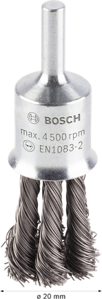 Щетка Bosch PRO Metal с утяжеленным концом и прямым хвостовиком.