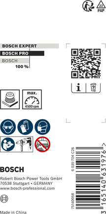 Щетка Bosch PRO из нержавеющей стали с прямым хвостовиком для чистки.