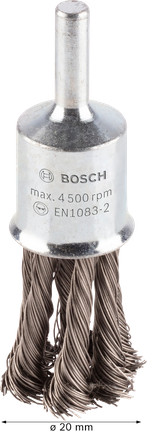 Щетка Bosch PRO из нержавеющей стали с усиленной головкой и прямым хвостовиком.