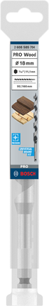 Сверло Bosch PRO для точного сверления древесины диаметром 18 мм.