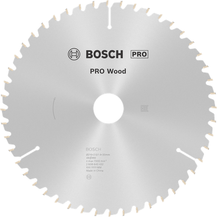 Пильный диск Bosch PRO для циркулярной пилы по дереву 216 мм T48 обеспечивает чистый срез древесины.