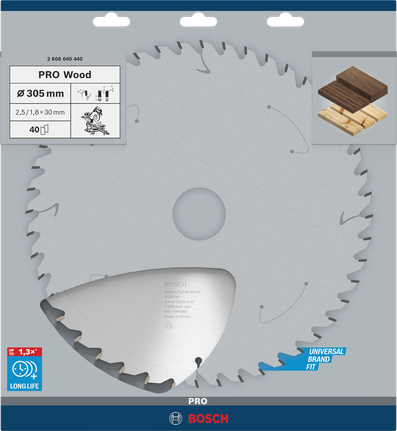 Пильный диск Bosch PRO Wood Circular Saw 305 мм T40 для чистой распиловки древесины.