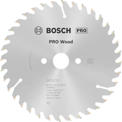 Пильный диск Bosch PRO для циркулярной пилы по дереву диаметром 150 мм для точной распиловки древесины.