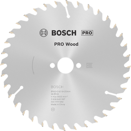 Пильный диск Bosch PRO Wood 160 мм T36 для распиловки древесины.