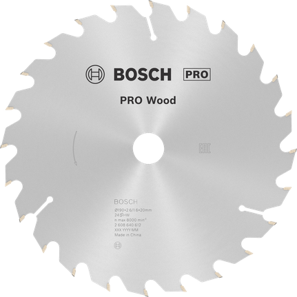 Пильный диск Bosch PRO для циркулярной пилы по дереву, диаметр 190 мм.